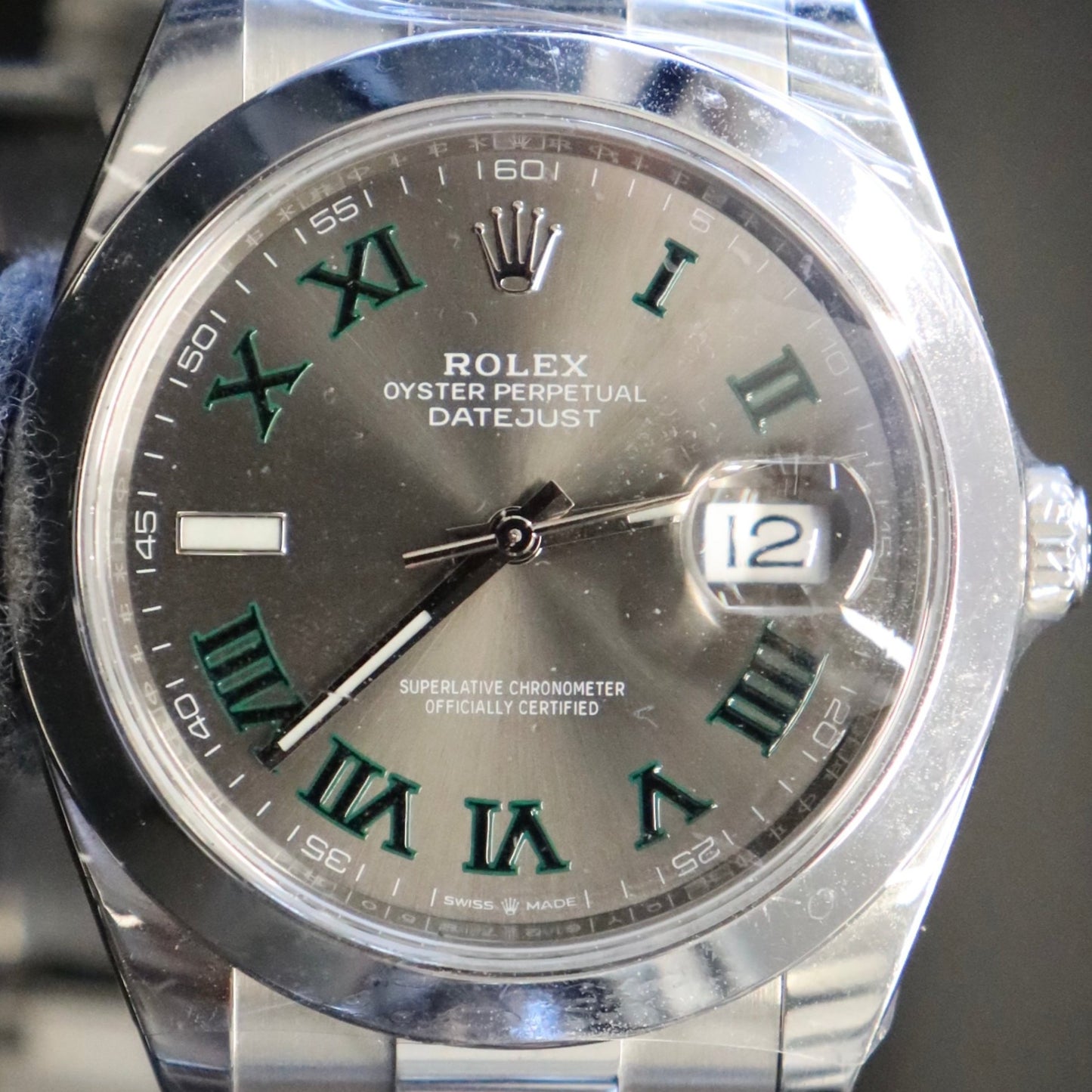 Rolex Datejust 41mm Wimbledon Roman Dial Oyster Smooth Bezel 126300