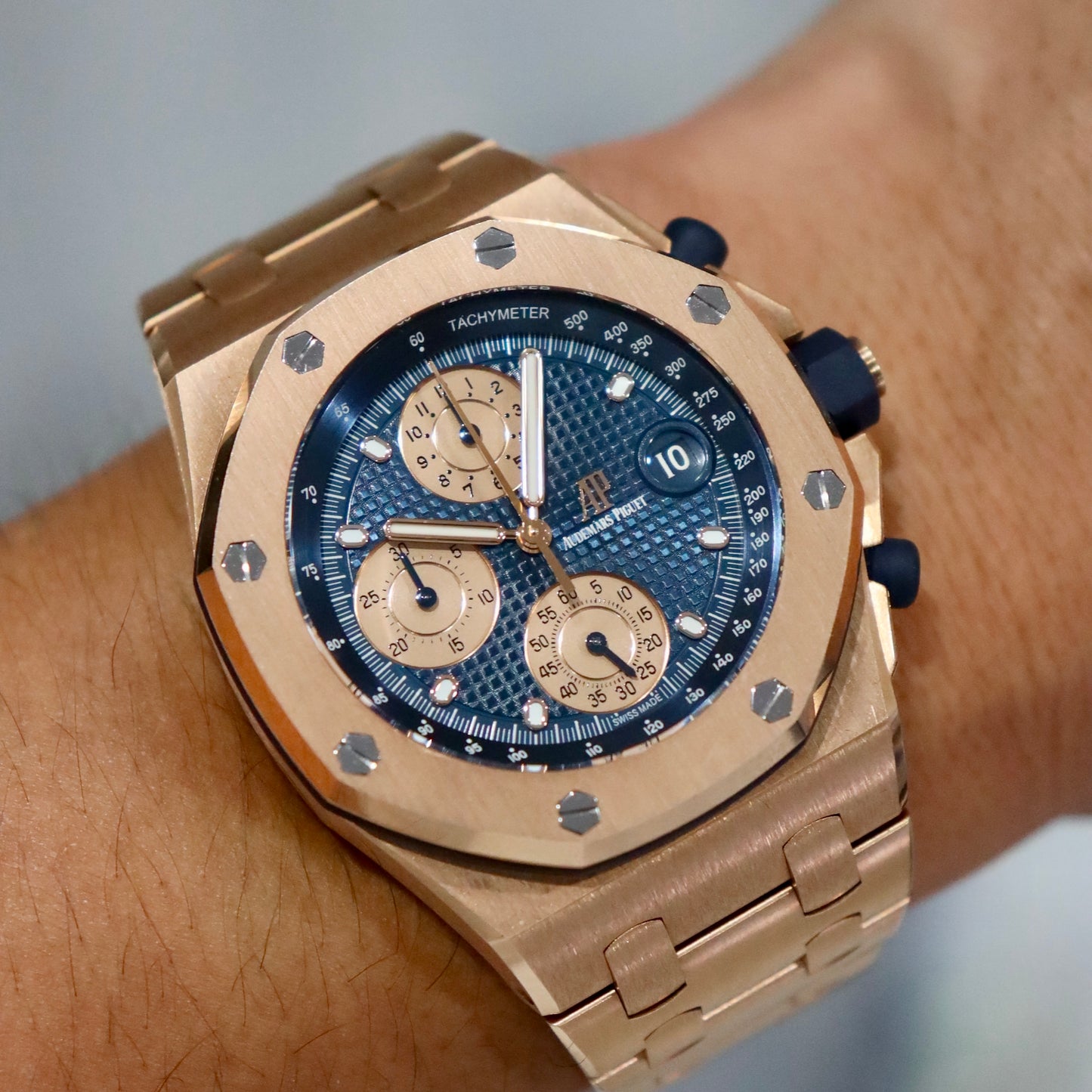 Audemars Piguet Royal Oak Offshore Chronograph Rose Gold Blue Dial “Brick” 26238OR.OO.2000OR.01