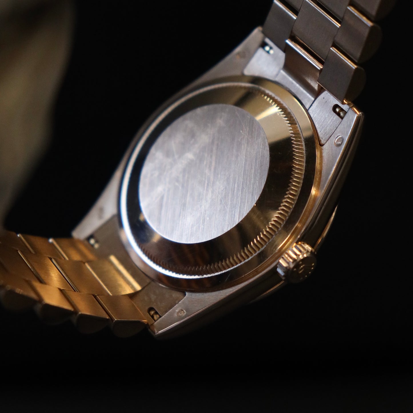 Rolex Day-Date 36 Rose Gold Mother of Pearl with Oxford Motif Diamond Indexes & Fluted Bezel President Bracelet 118235