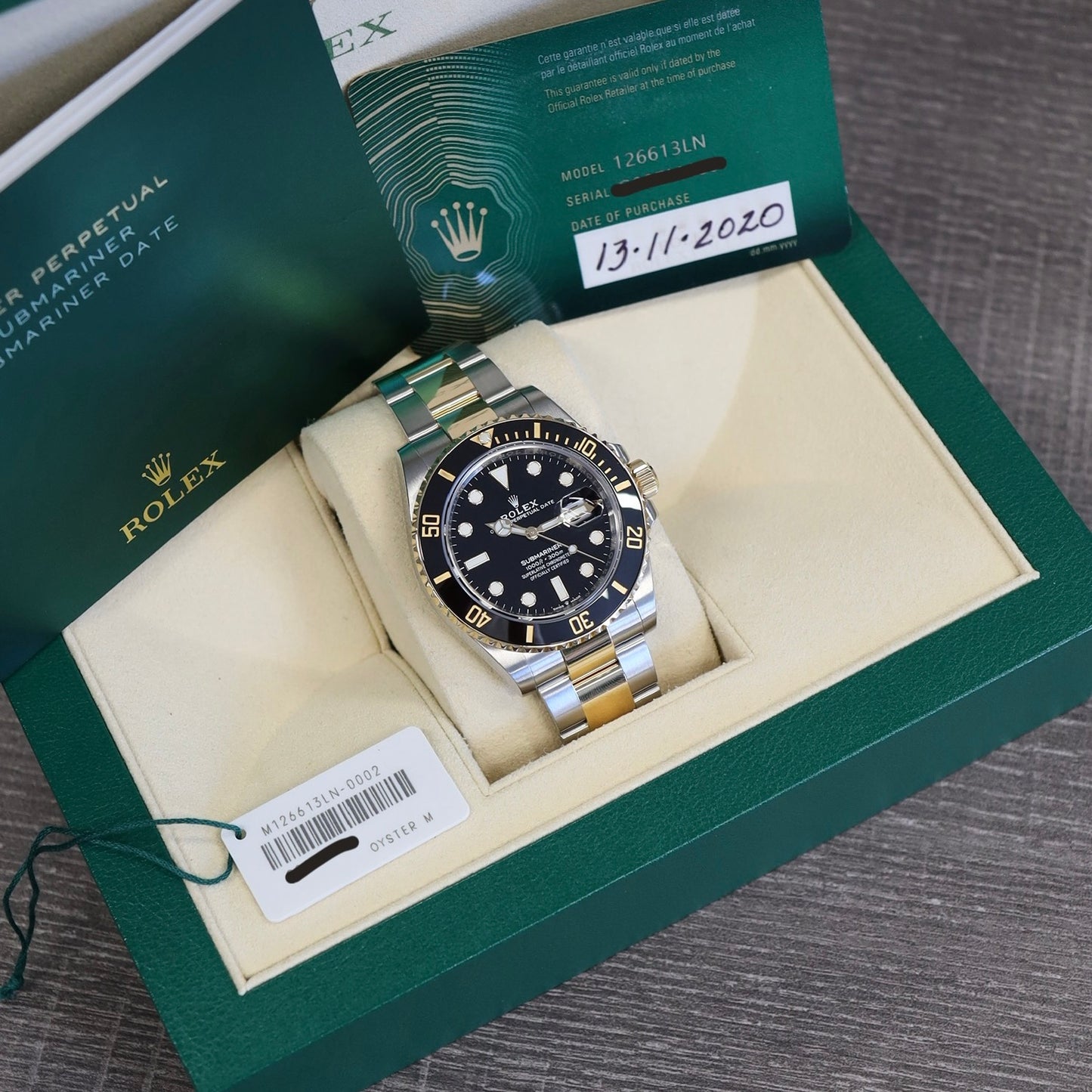 Rolex Submariner Date 41mm Black Dial Two Tone Yellow Gold 126613LN
