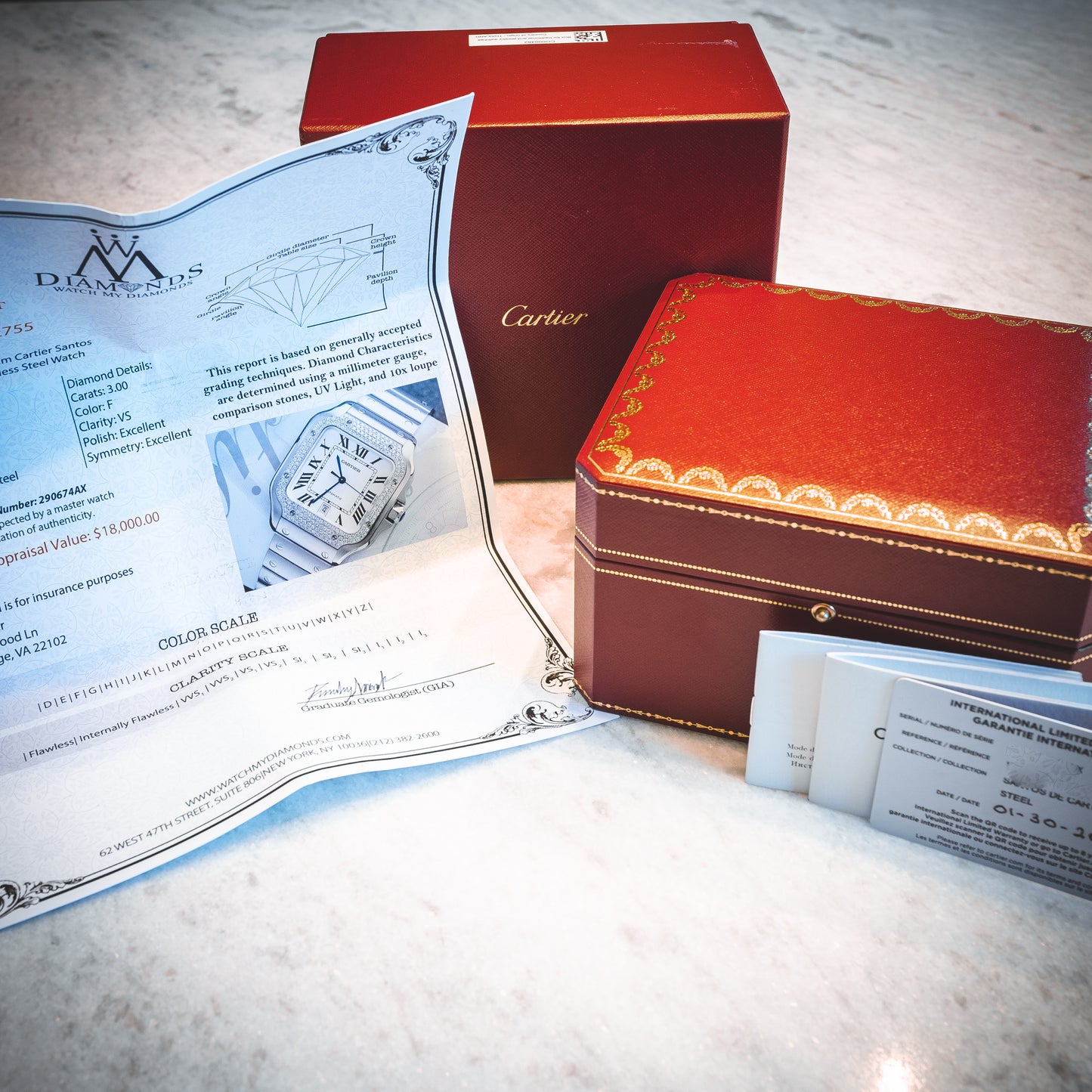 Cartier Santos Large 3ct VS Diamond Bezel WSSA0018