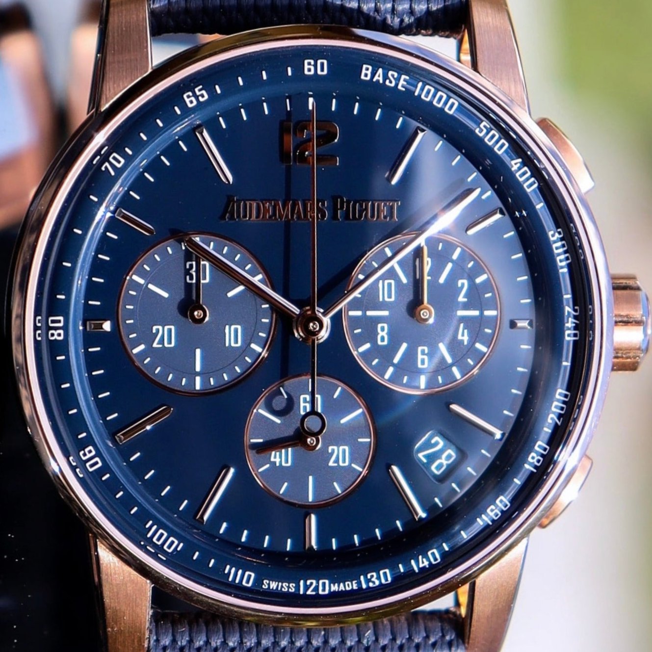 Audemars Piguet Code 11.59 Chronograph 18k Rose Gold Blue Dial 26393OR