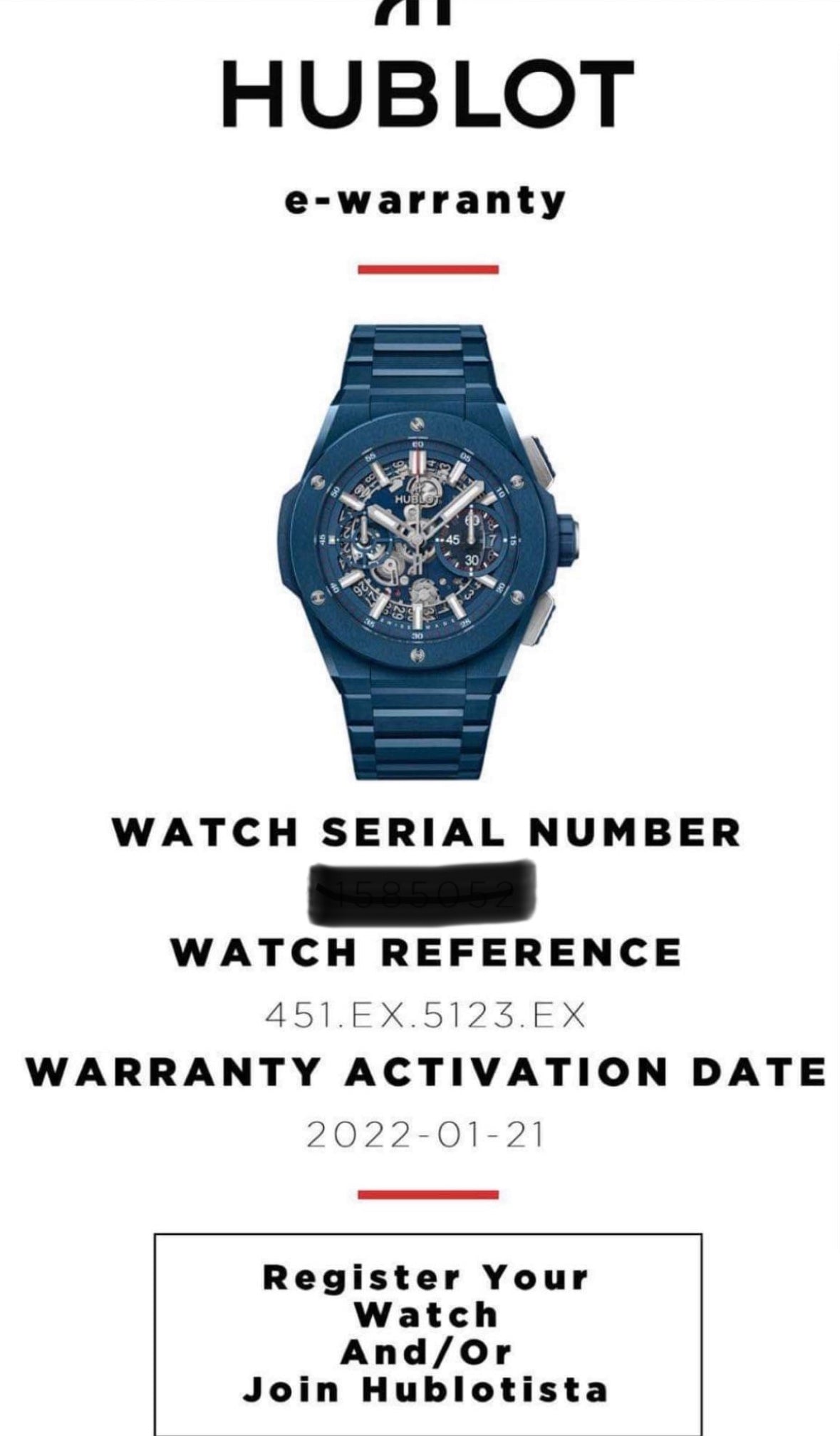 Hublot Big Bang Integrated Blue Ceramic 451.EX.5123.EX