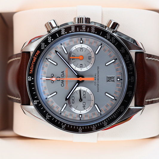 Omega Speedmaster Racing 44.25mm Steel on Leather Strap 329.32.44.51.06.001