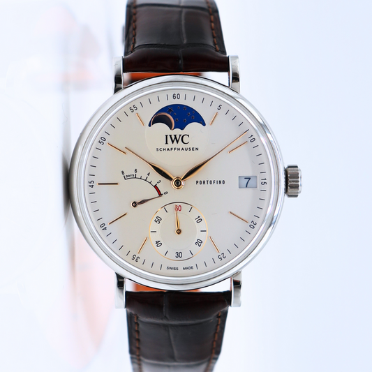 IWC Portofino Hand-Wound Moon Phase Steel 45mm Silver Dial  IW516401