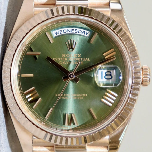 Rolex Day-Date Rose Gold Olive Dial 228235