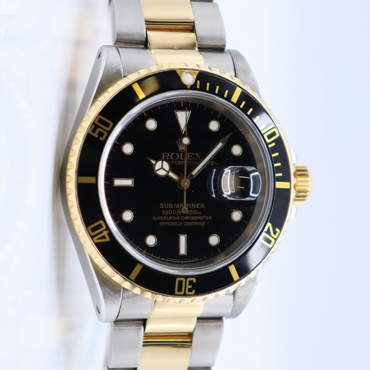 Rolex Submariner Date Two-Tone Vintage 40mm Black Dial 16613