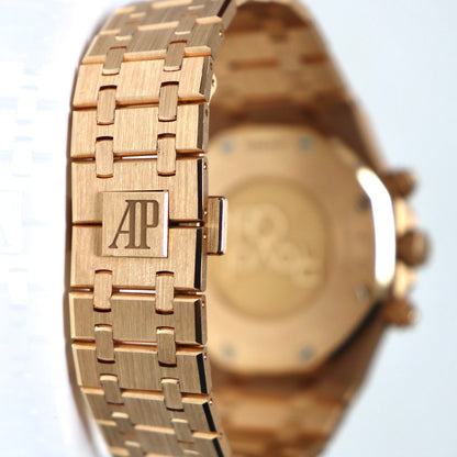 Audemars Piguet Royal Oak Chronograph 41mm Rose Gold Blue Dial Converted Bracelet 26331OR.OO.D315CR.02