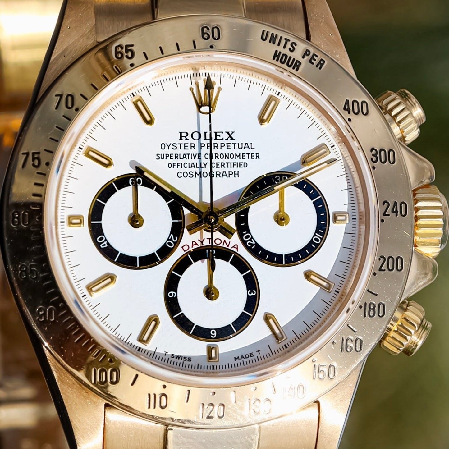 Rolex Zenith Daytona Yellow Gold White "Inverted 6" Dial 16528