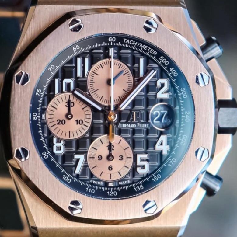 Audemars Piguet Royal Oak Offshore 18K Rose Gold "Brick" Black Dial 26470OR